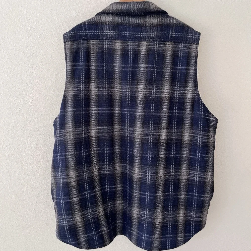 American Eagle Y2K Flannel Vest Sz XL Wool Sherpa Plaid Vintage Tartan Outdoor